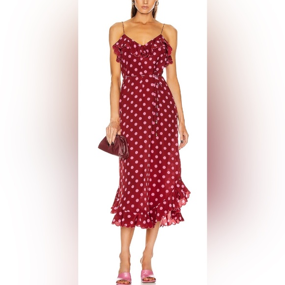 Zimmermann Dresses & Skirts - Zimmerman Scallop Tank Dress in Cerise & Pink Dot - Size S